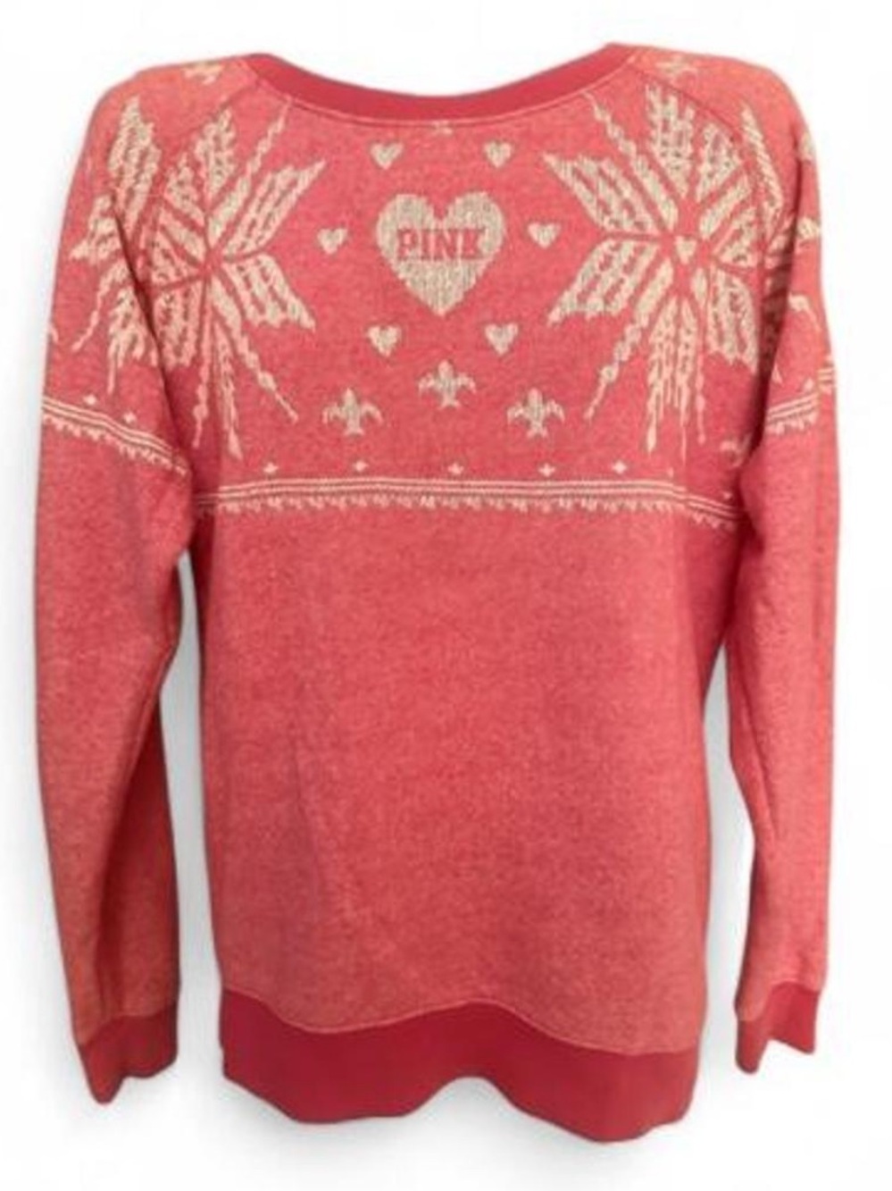 PINK Victoria's Secret Fair Isle Holiday Sweatshirt Pink Oversized XS